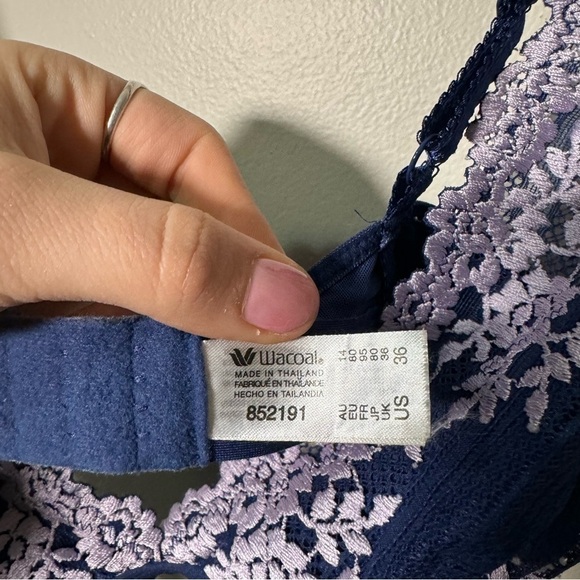Wacoal embrace  lace navy bralette 36 - Picture 3 of 4